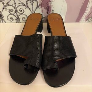 Donald J. Pliner Black Textured Leather Slide Mules - Size 7 1/2